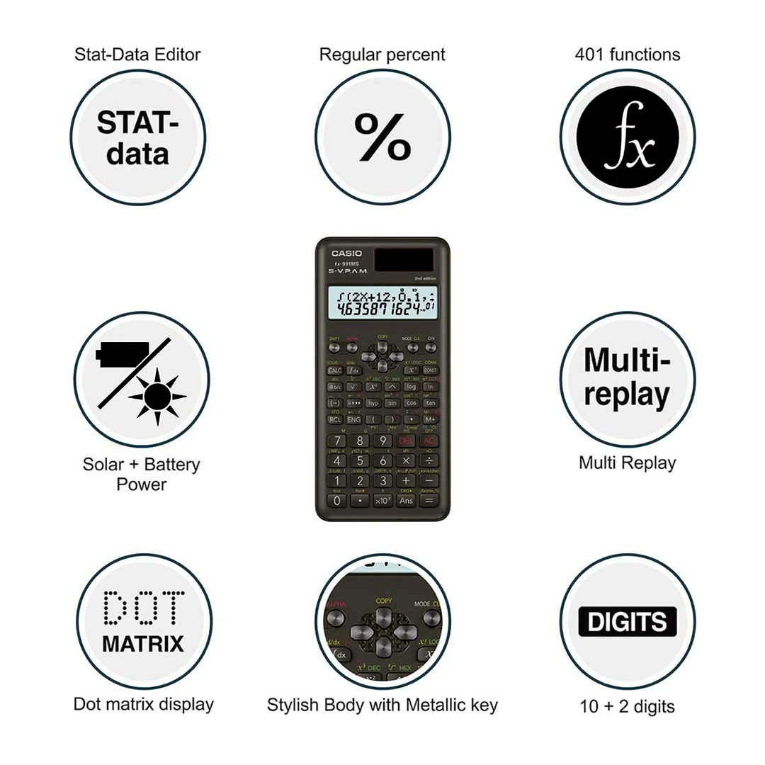 Casio FX-991MS Scientific Calculator 2nd Edition with 401 Functions - Retail Maharaj