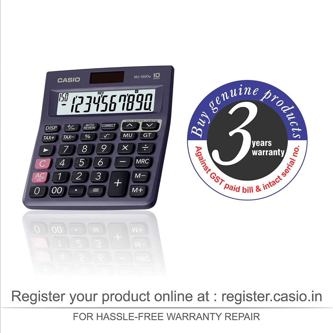 Casio MJ 100Da Desktop Calculator with Tax Function and Large Display - Retail Maharaj