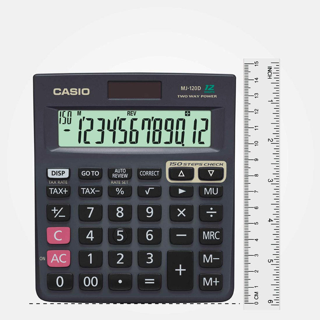 Casio MJ 120D Desktop Calculator with Tax Keys Dual Power - Retail Maharaj