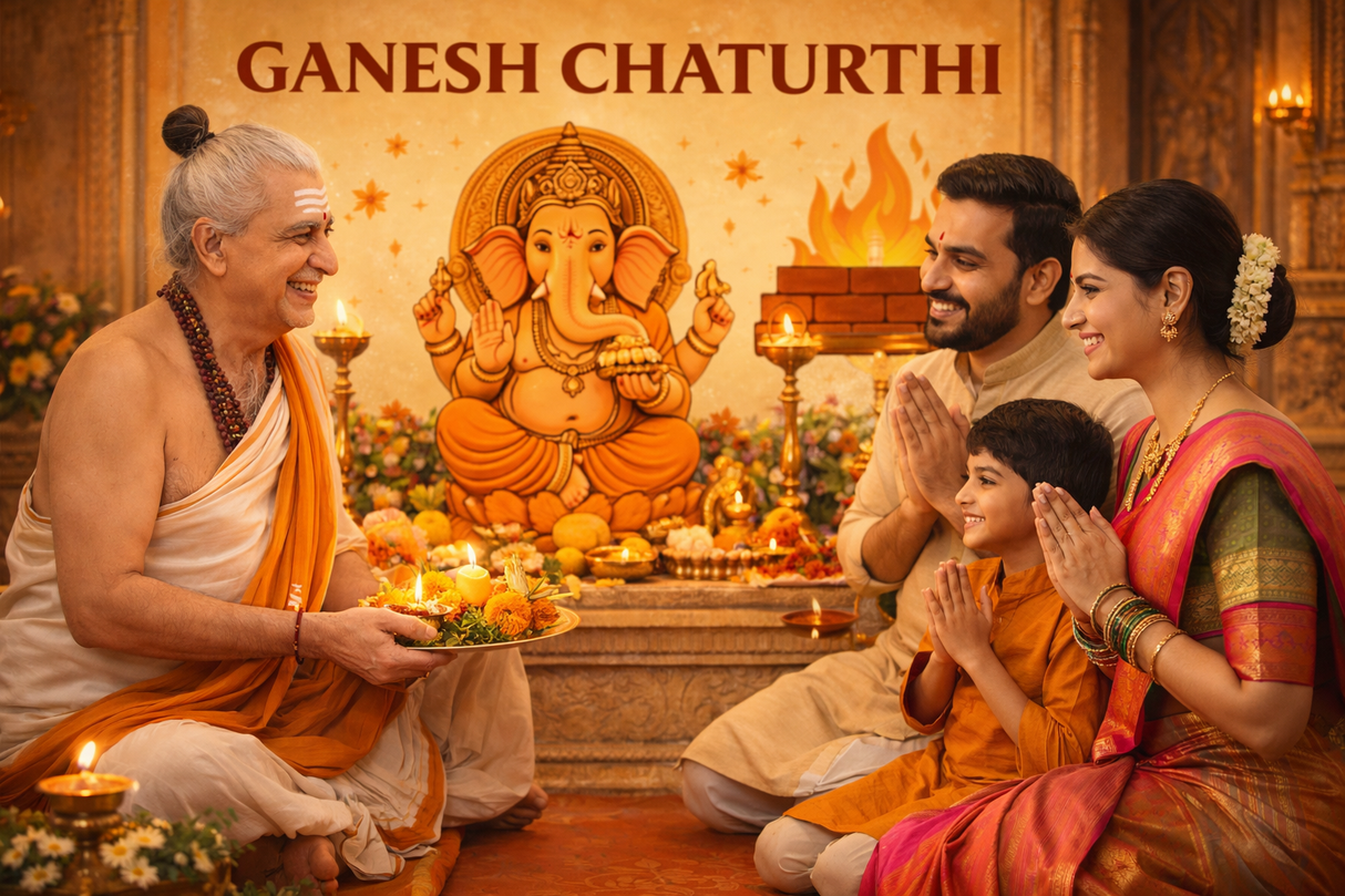 Abhishekam to Ganesha at Brahma Vidya Ganapati Temple - Retail Maharaj