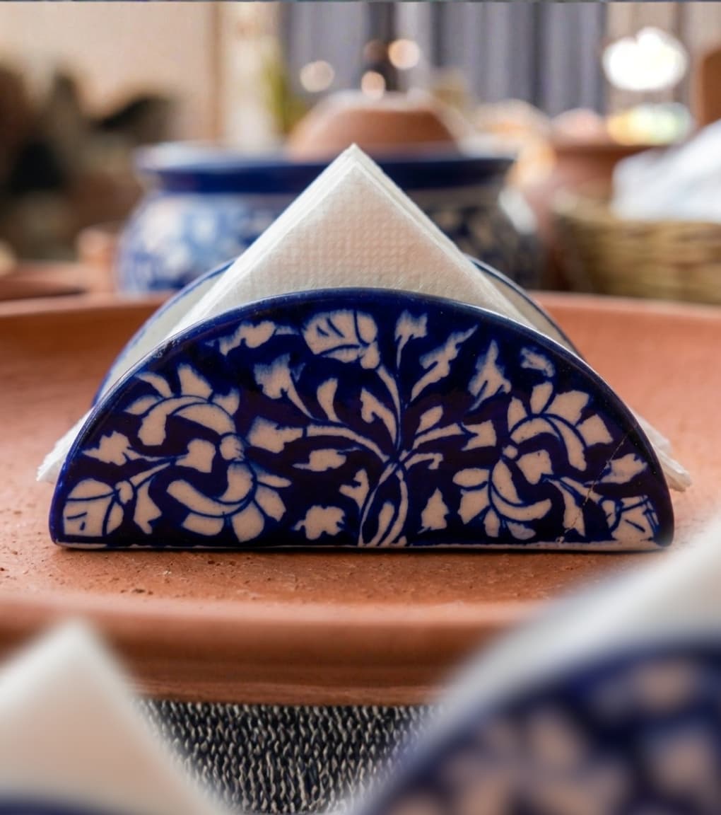 Royal Cobalt Jaipur Blue Pottery Napkin Holder