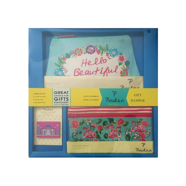 Pinaken Gift Hamper Set Combo with Cosmetic Bag Zipper Pouches and Fridge Magnet - Retail Maharaj