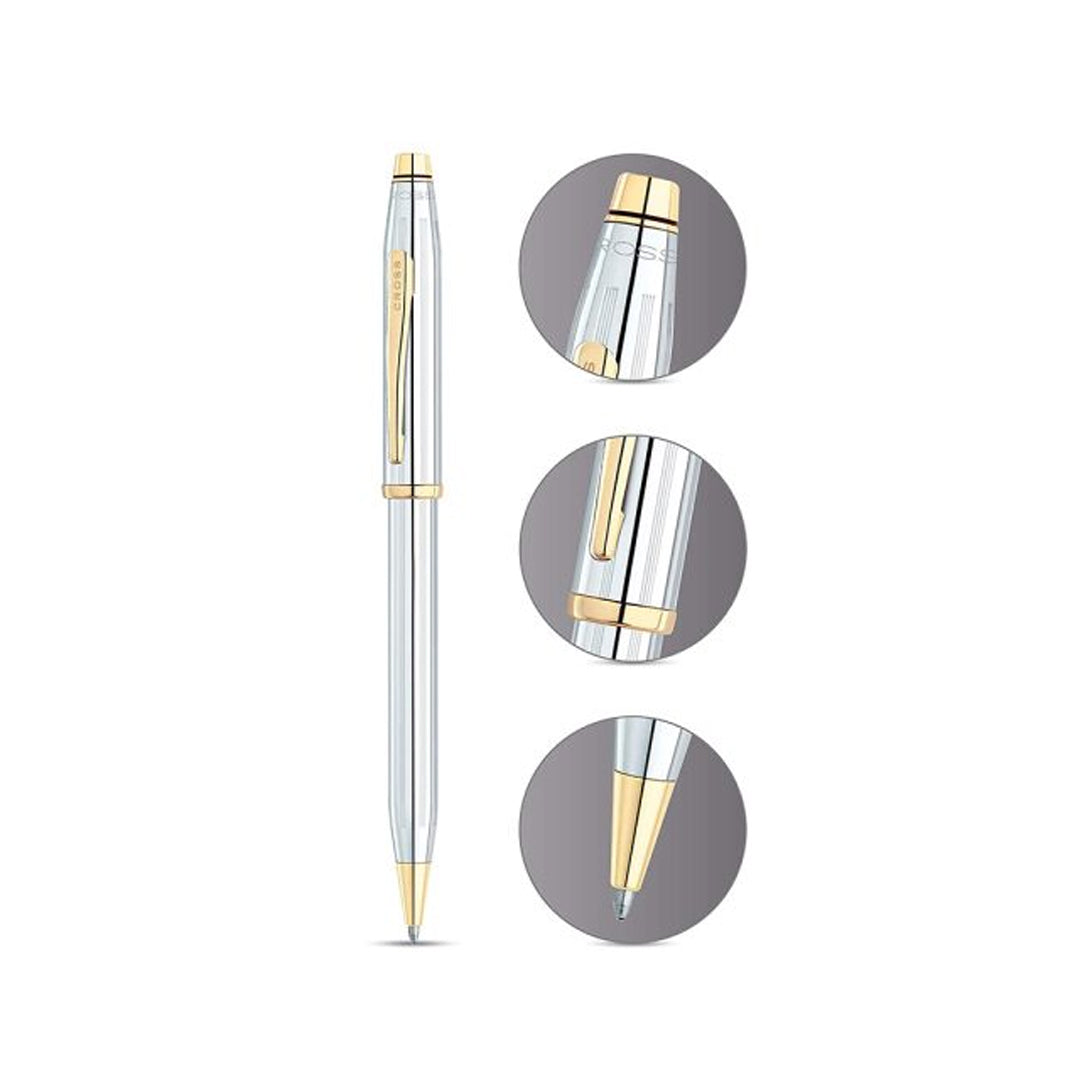 Cross Century II Medalist Ballpoint Pen Chrome Gold Trim - Retail Maharaj