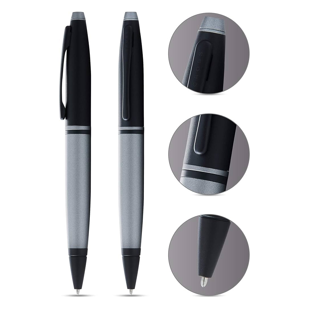 Cross Calais Gray Black Lacquer Ballpoint Pen with Premium Finish - Retail Maharaj