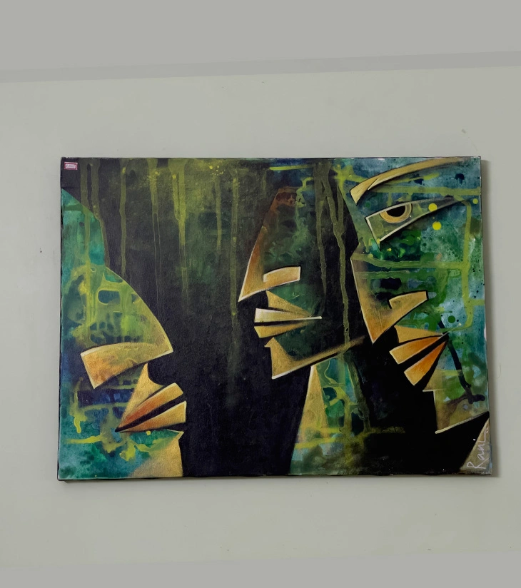 Premium Original Abstract Cubist Art – "Gaze Within"
