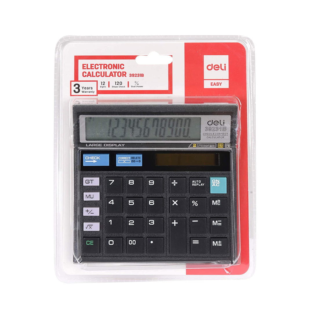 Deli 39231B 12-Digit 120 Step Check Desktop Calculator Black - Retail Maharaj