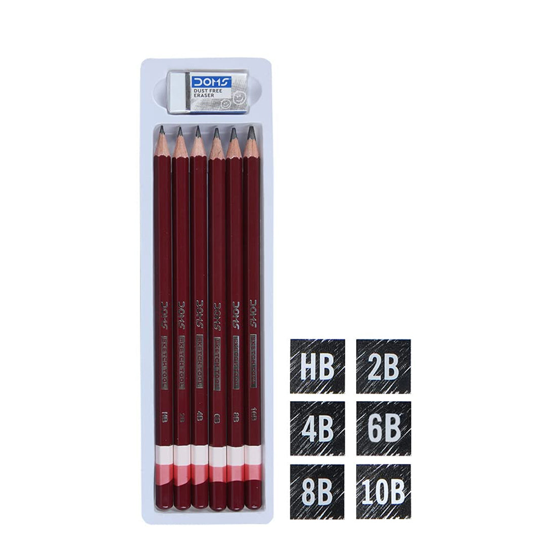 DOMS Graphite Drawing and Sketching Pencil Set with Eraser for Artists and Students - Retail Maharaj