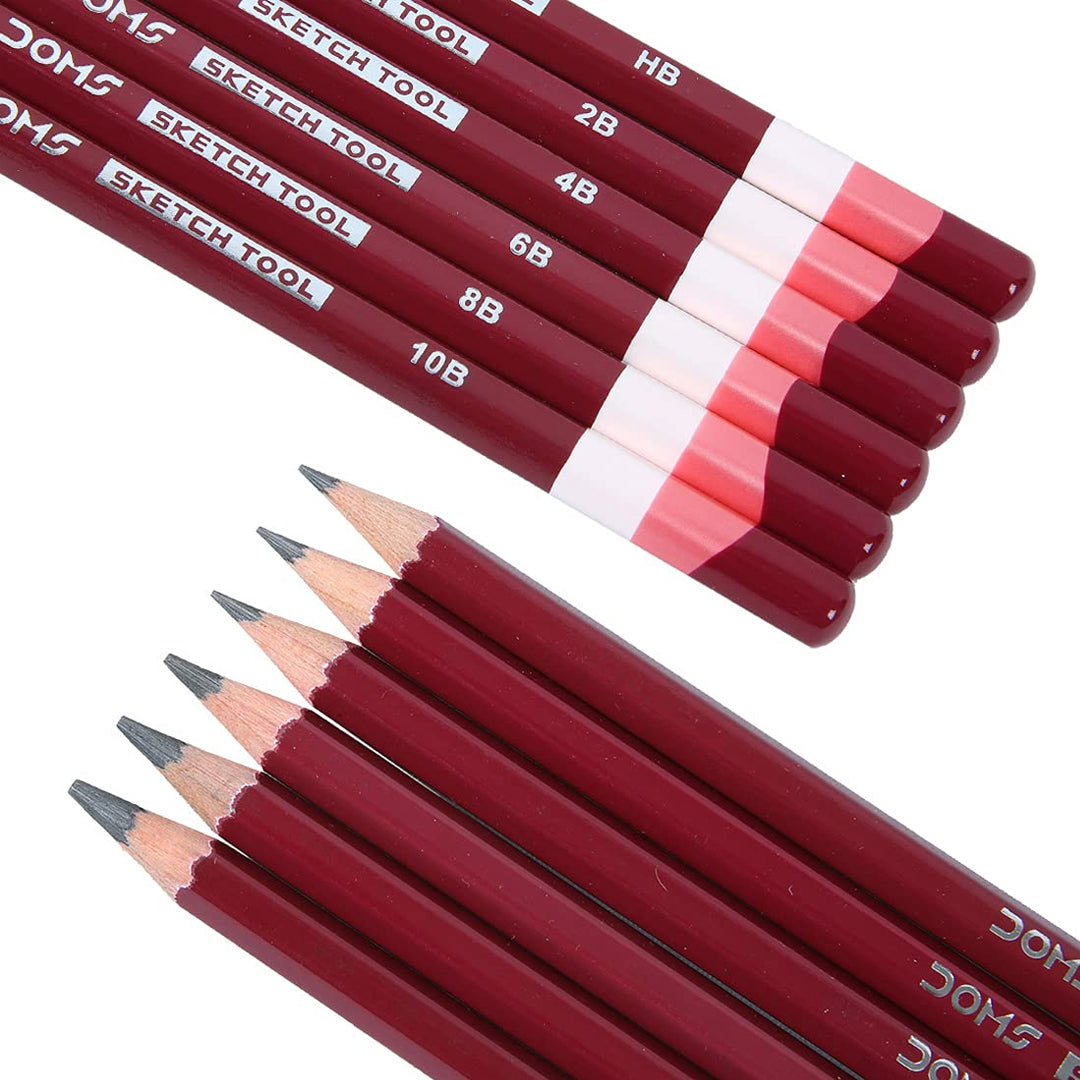 DOMS Graphite Drawing and Sketching Pencil Set with Eraser for Artists and Students - Retail Maharaj