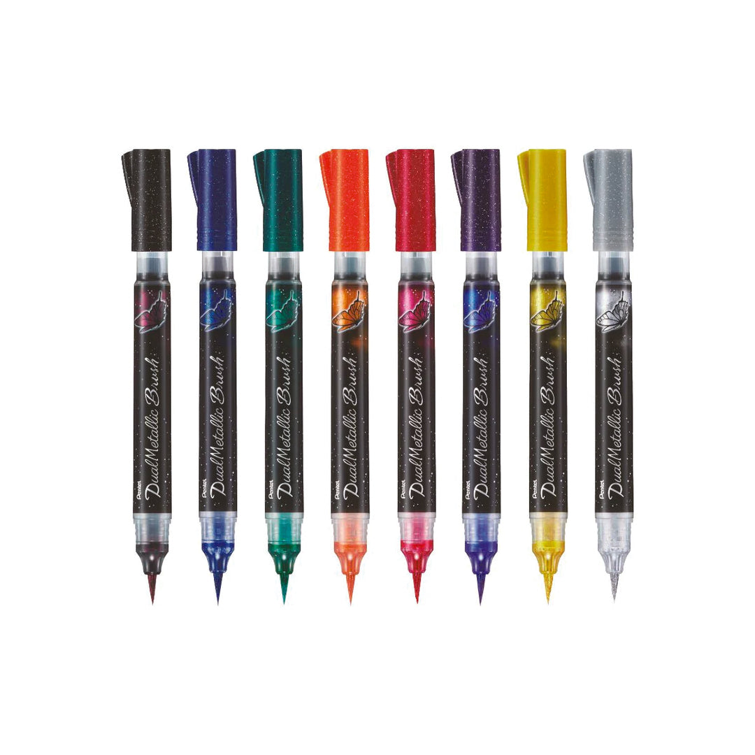 Pentel Dual Metallic Brush Pen Opaque Metallic Ink - Retail Maharaj