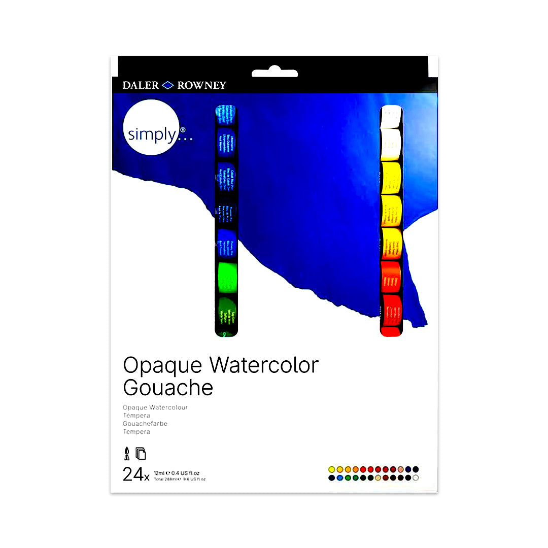 Daler Rowney Simply Opaque Watercolour Gouache Paint Set for Beginners and Hobby Artists - Retail Maharaj