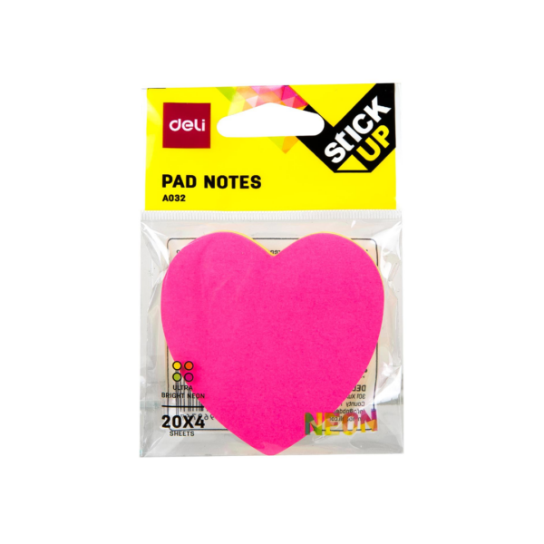 Deli A03202 Assorted Shape Sticky Notes 76x76mm Fluorescent Paper - Retail Maharaj