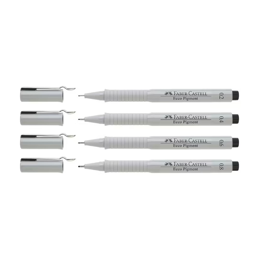 Faber Castell Ecco Pigment Fineliner Black Ink Wallet Set for Sketching Illustration and Technical Drawing - Retail Maharaj