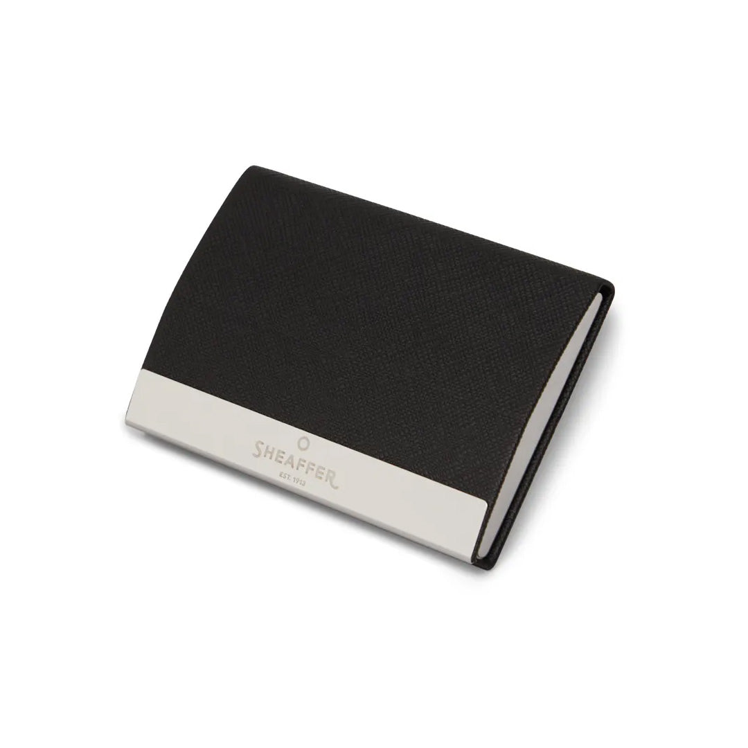 Sheaffer 100 Ballpoint Pen with Business Card Holder Gift Set Glossy Black Chrome - Retail Maharaj
