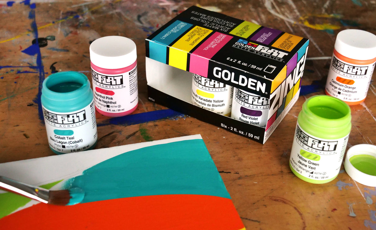 Golden SoFlat Matte Acrylic Paint Zing Set High Chroma Matte Colours with Smooth Leveling for Bold Professional Artwork - Retail Maharaj