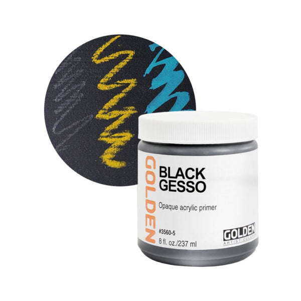 Golden Acrylic Black Gesso Professional Primer for Canvas Board and Panels - Retail Maharaj