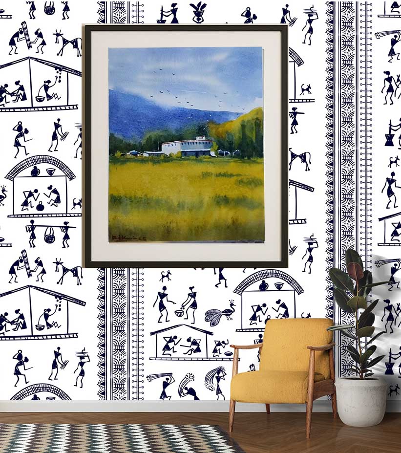 Golden Silence Original Watercolour Landscape Painting by Ranjan Kurmi (A4 Size)