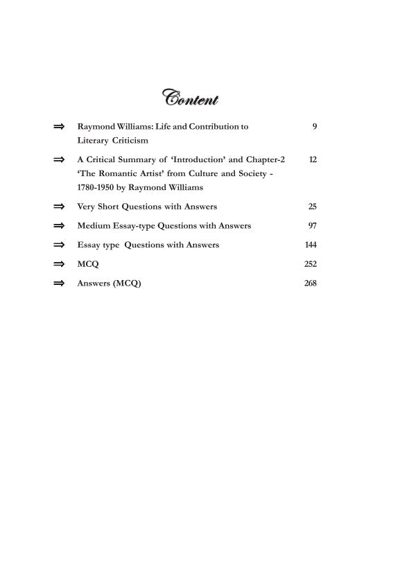 Raymond Williams Culture and Society 1780-1950 (English Version) (Questions and Answers) - Retail Maharaj