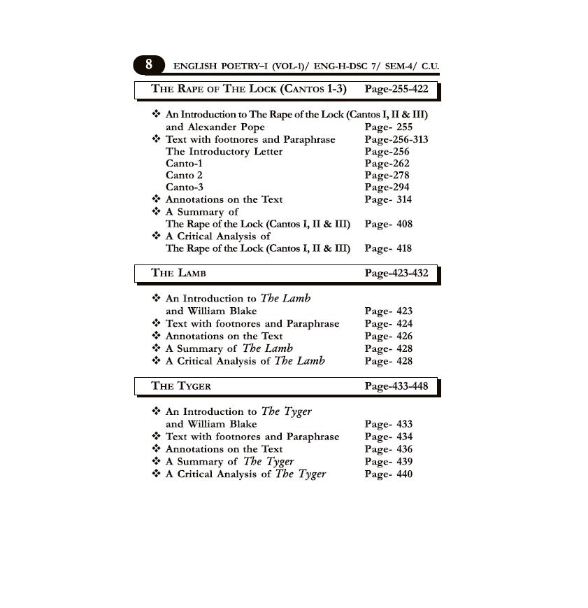 English Poetry-1 (Vol-1) (ENG-H-DSC-7) – Complete Text with Critical Analysis, SEM-4, CU (English Version) - Retail Maharaj