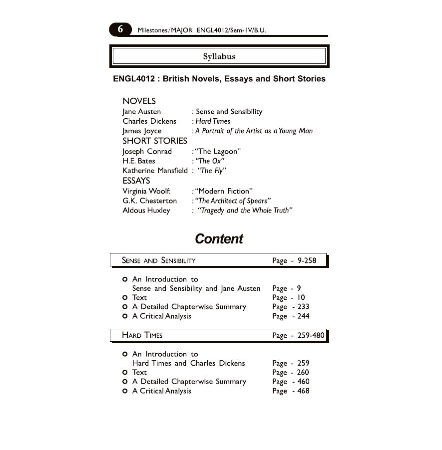 British Novels, Essays and Short Stories – Complete Text with Critical Discussion, SEM-4, BU (English Version) - Retail Maharaj