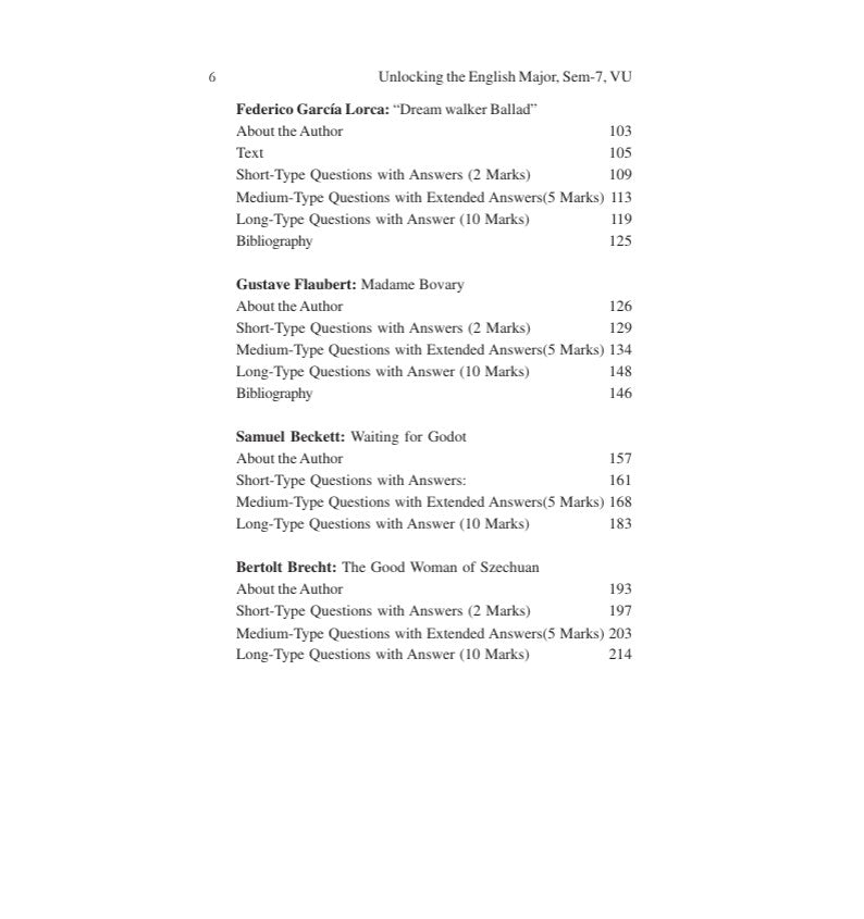 Unlocking the English Major – Text with Critical Analysis, Semester 7, V.U. (English Version)