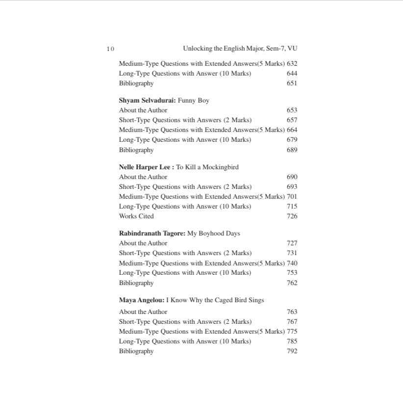 Unlocking the English Major – Text with Critical Analysis, Semester 7, V.U. (English Version)