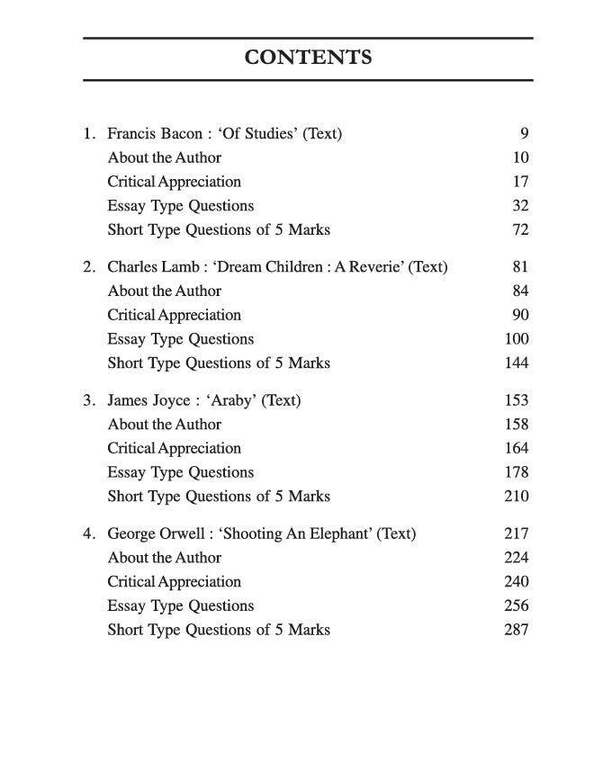 English Literature (Prose) (Complete Text with Guide) DSC-2/M-2, Sem-2, C.U. (English Version)