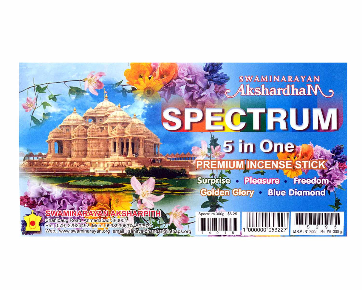 Spectrum 5 In 1 Premium Incense Stick 300 GM 9" Stick | Plastic Container