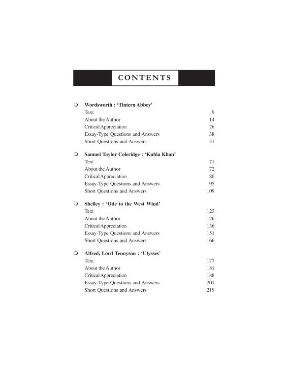 English Poetry-II ENG-H-DSC 10 (Major Course), Sem-5, CU – Text with Guide (English Version)