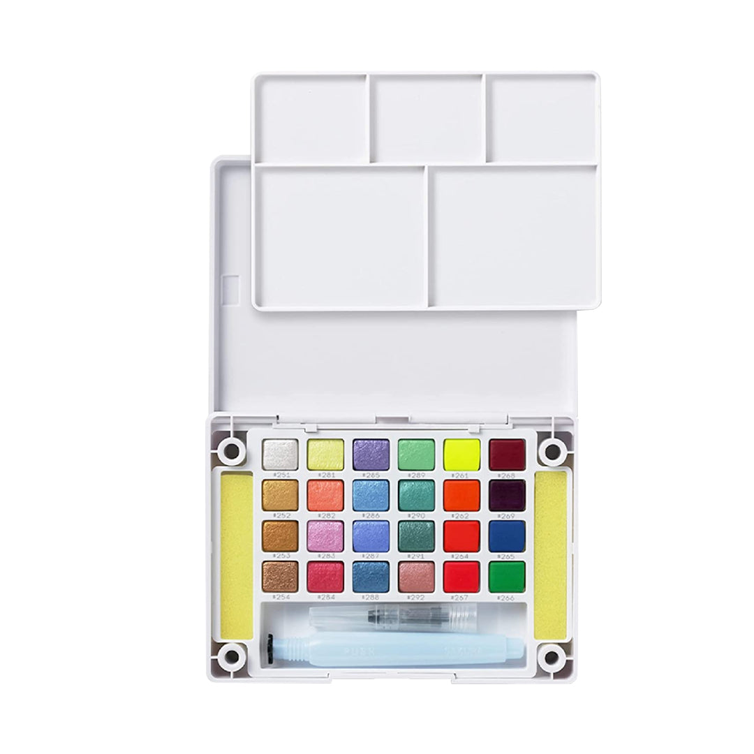 Sakura Koi Creative Art Watercolour Pan Set with Metallic Fluorescent and Pearlescent Shades - Retail Maharaj