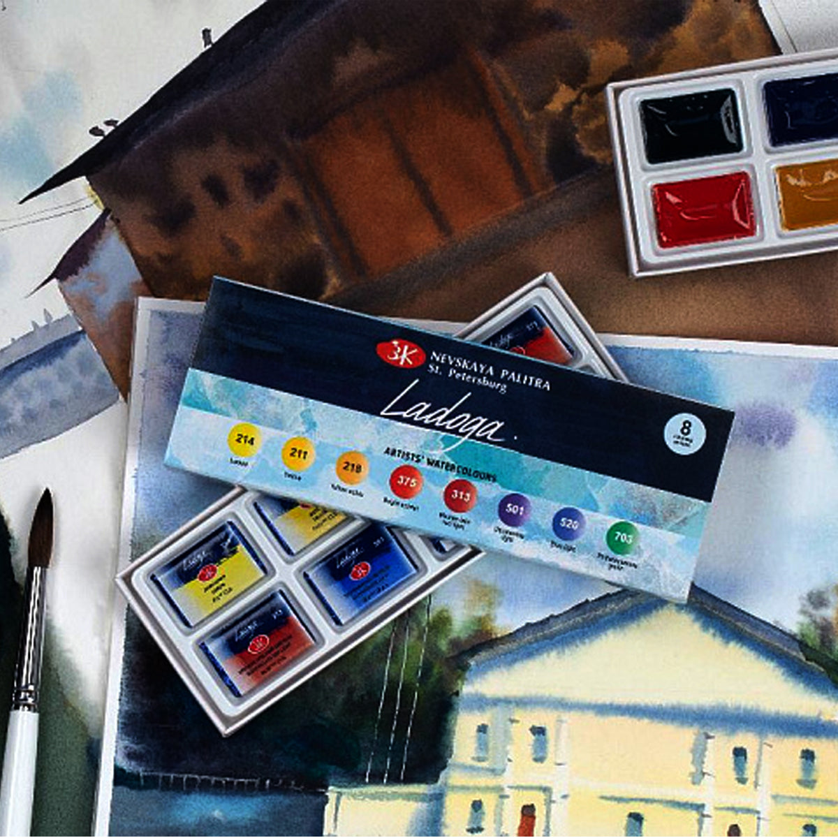 Ladoga Artist’s Water Colour Cake Set of 8 (Made in Russia) - Retail Maharaj