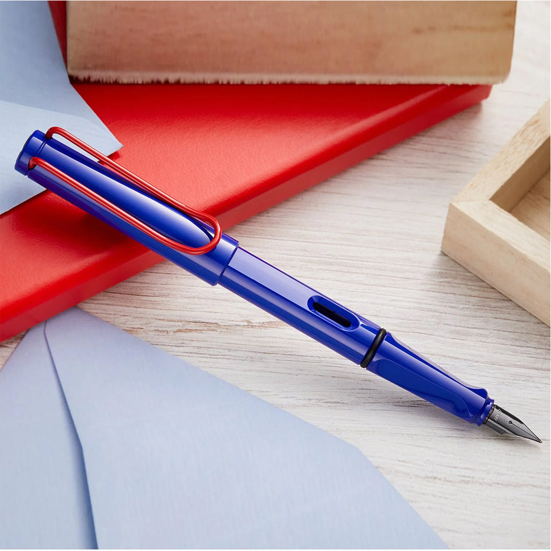 Lamy Safari Blue Red Special Edition Fountain Pen with Steel Nib
