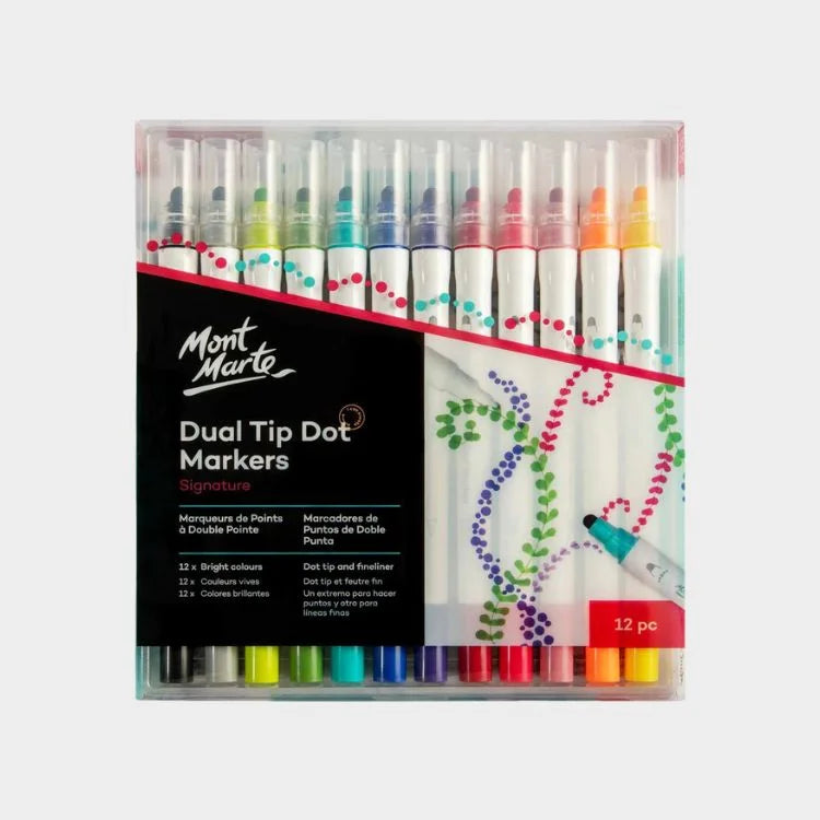 Mont Marte Dual Tip Dot Markers Set for Creative Art Projects - Retail Maharaj