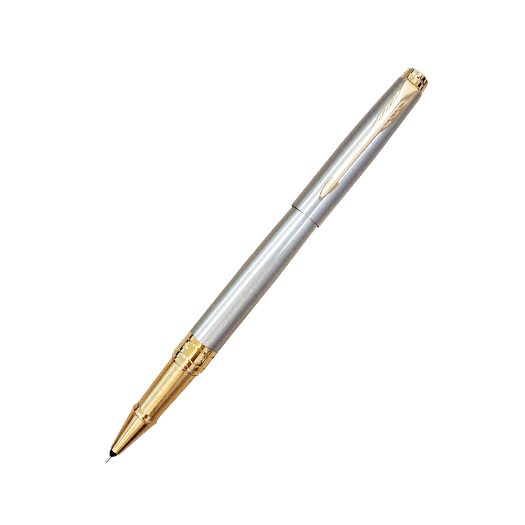 Parker Aster Brushed Metal Gold Trim Rollerball Pen - Retail Maharaj