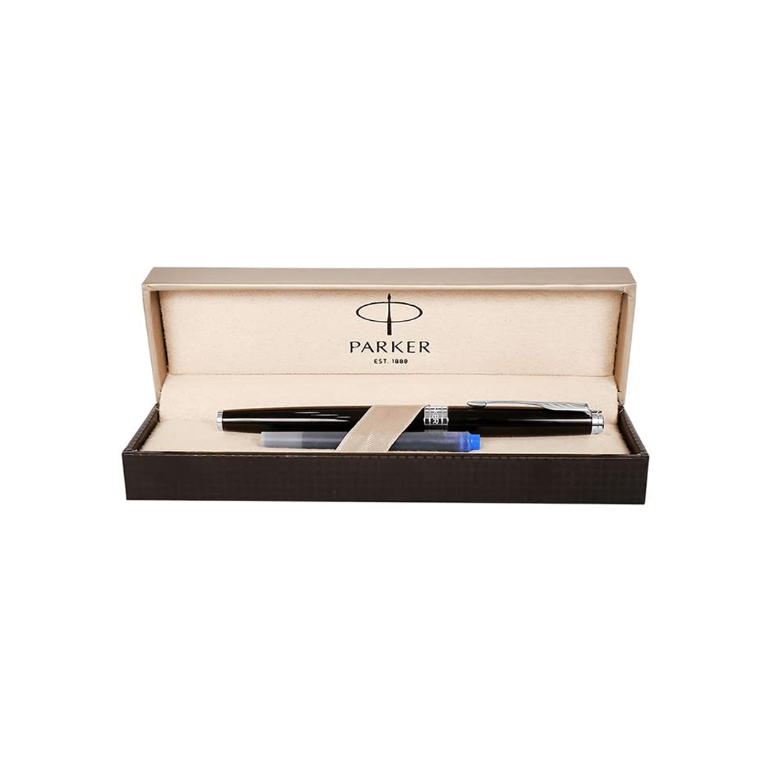 Parker Aster Lacque Black Chrome Trim Medium Fountain Pen - Retail Maharaj