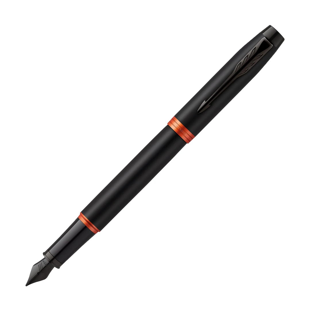 Parker IM Professional Flame Orange Black Trim Medium Fountain Pen - Retail Maharaj