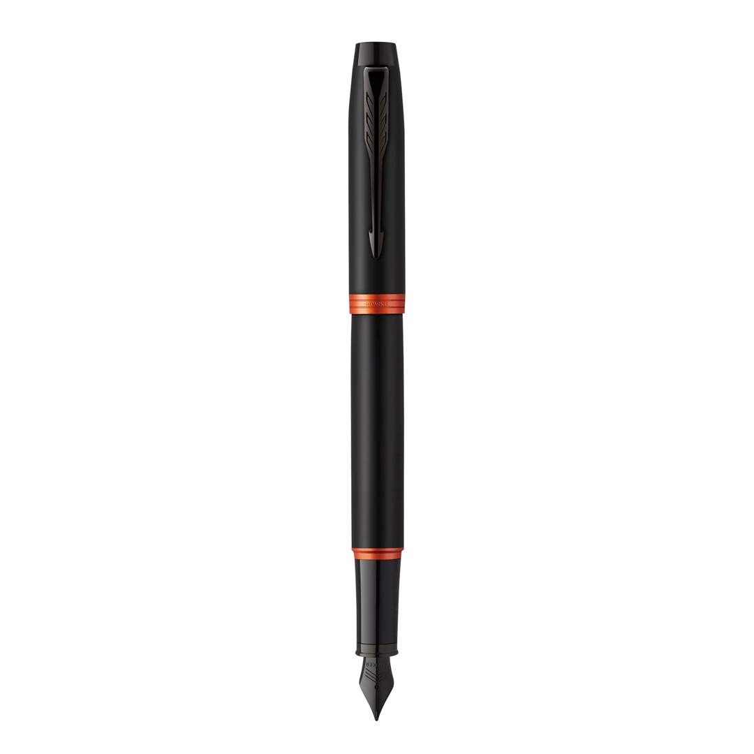 Parker IM Professional Flame Orange Black Trim Medium Fountain Pen - Retail Maharaj