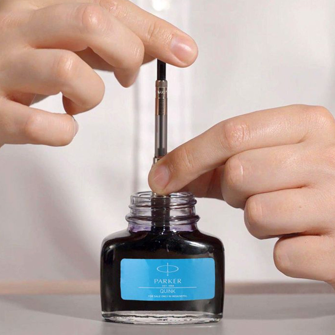 Parker Quink Fountain Pen Bottle Ink Black and BlueParker Quink Fountain Pen Bottle Ink Black and Blue - Retail Maharaj