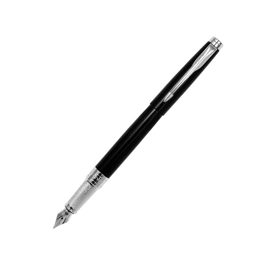 Parker Aster Lacque Black Chrome Trim Medium Fountain Pen - Retail Maharaj
