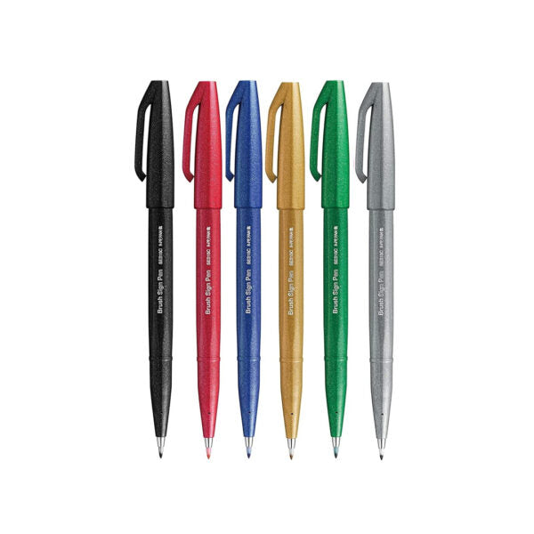 Pentel Brush Sign Pens Set of 6 – Start-Up Colours - Retail Maharaj