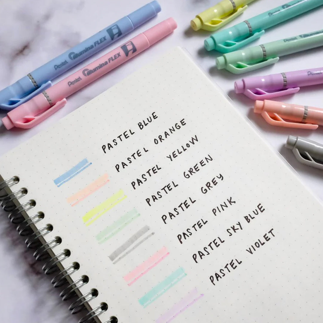 Pentel Illumina Flex Twin Tip Pastel Highlighter Dual Tip Marker - Retail Maharaj