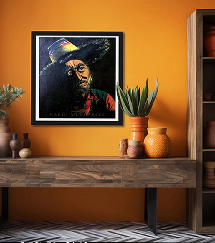 Portrait Original Acrylic Canvas Painting by Rakhi Mukherjee (20 × 16 Inch)