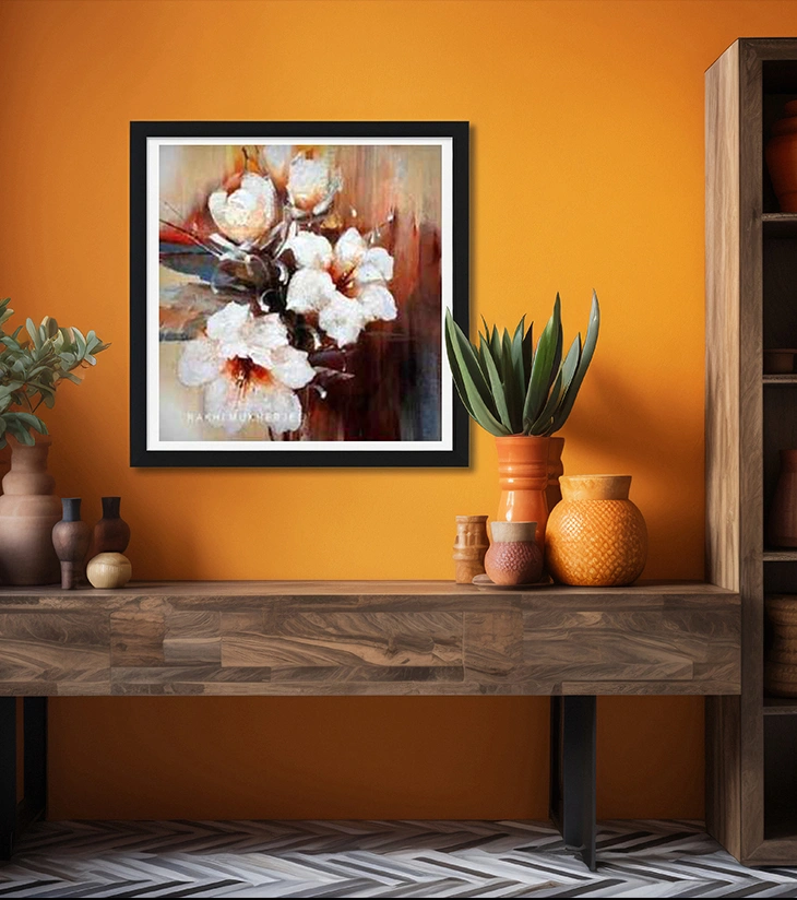 Blossom Whisper – Handcrafted Textured Acrylic Canvas Painting