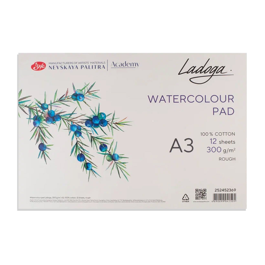 Ladoga Rough Watercolour Paper Pad 300 GSM | 100% Cotton | 12 Sheets - Retail Maharaj