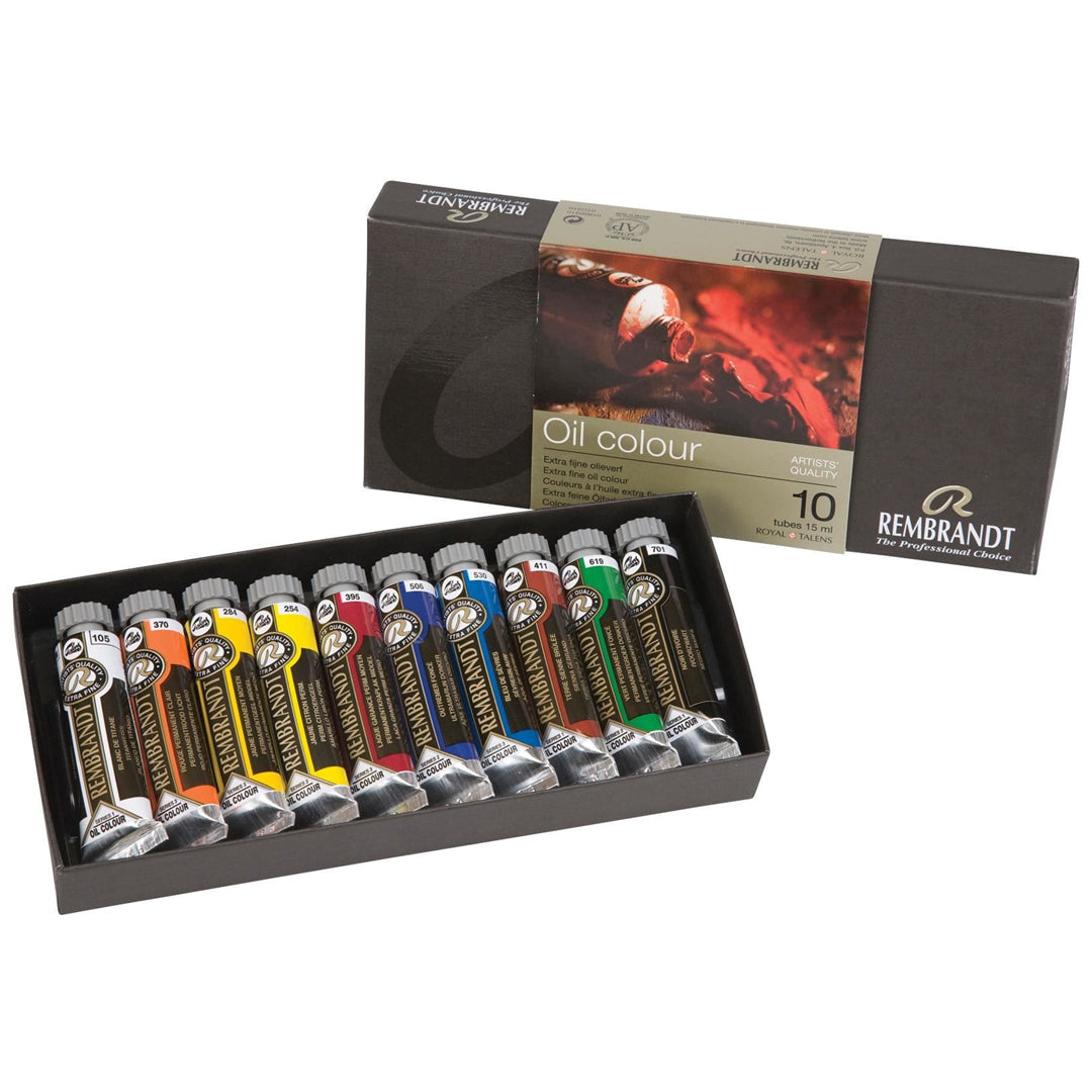 Rembrandt Professional Oil Colour Basic Set of 10 – Artist Grade Fine Oil Paint Tubes - Retail Maharaj