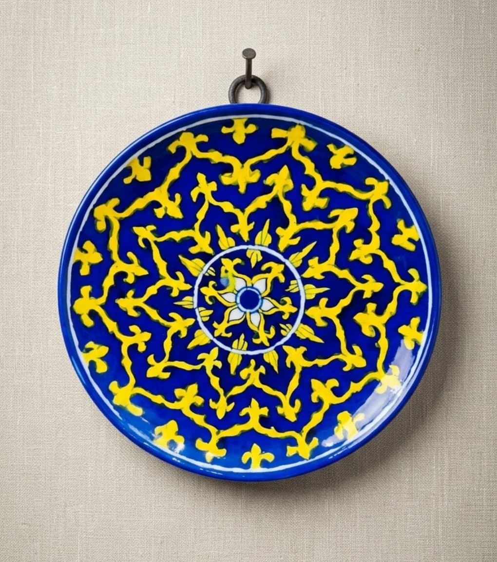 Royal Mandala Jaipur Blue Pottery Hand-Painted Wall Plate (10 Inch)