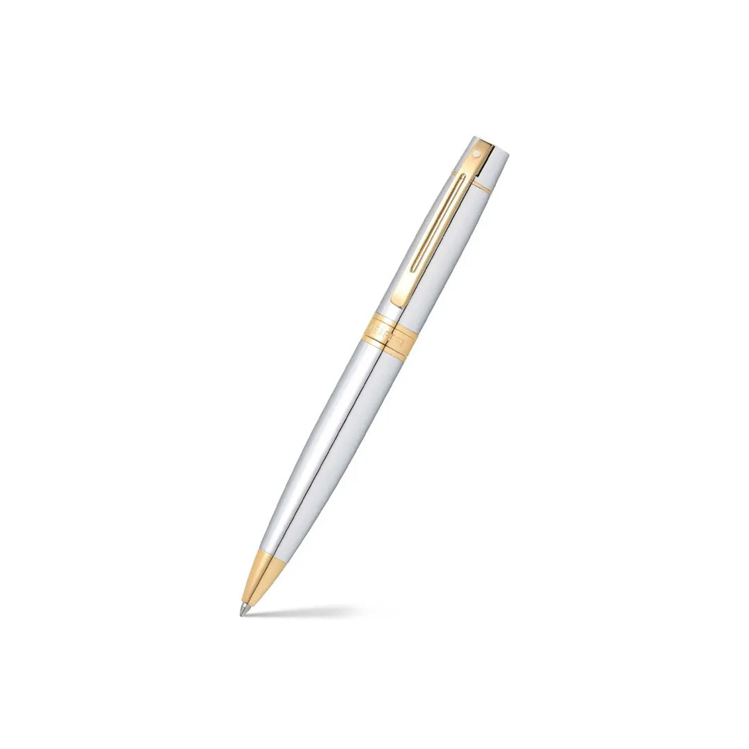 Sheaffer 300 Bright Chrome Ballpoint Pen with Desk Table Clock Gift Set - Retail Maharaj