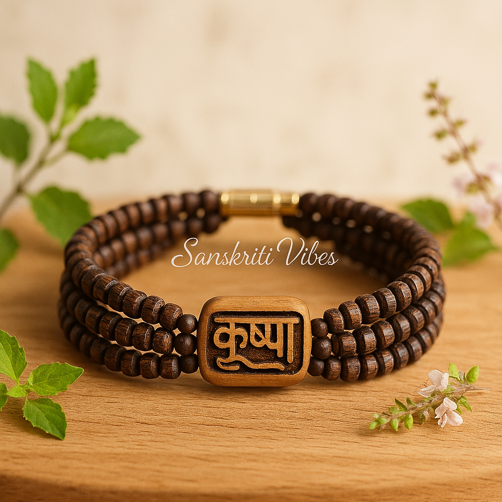 Krishna Beads Triple Layer Twisted Original Tulsi Bracelet for Divine Blessings - Retail Maharaj