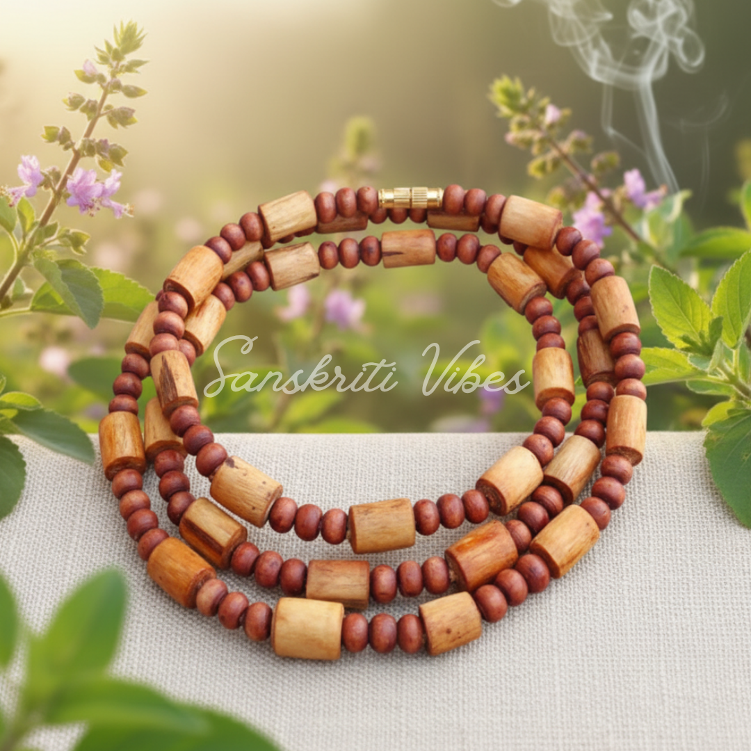 Three Round Original Tulsi Kanthi Mala - Premium Quality Beads Size for Spiritual Practices and Devotion - Retail Maharaj