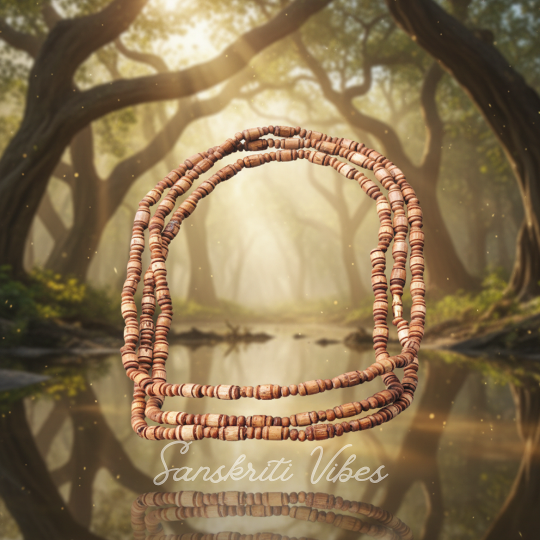 3 Round Original Tulsi Kanthi Mala – Fine Quality Tulsi Beads for Spiritual Practices and Devotion - Retail Maharaj