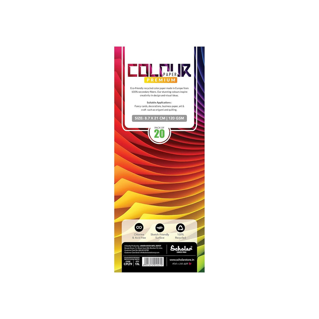 Scholar Recycled Color Paper Sheets 120gsm for Bookmarks and Crafts - Retail Maharaj